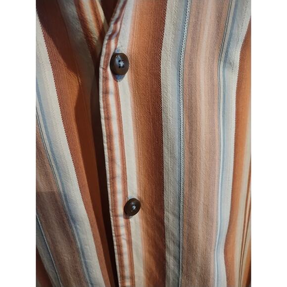 Tommy Bahama Fall Shirt Mens XL Orange Stripe Silk Long Sleeve Button Preppy - Picture 6 of 7
